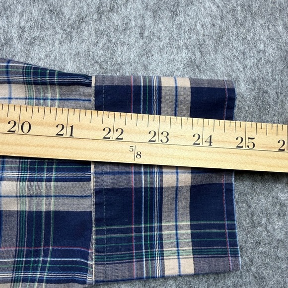 Ely Cattleman Mens XL Plaid Snap Front Long Sleeve Western Shirt Blue Tan Green - Picture 5 of 13